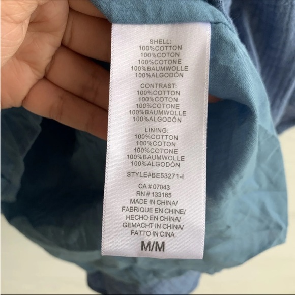 Eri + Ali Blue mini tunic dress size Medium tiered Neck tie lined - Picture 11 of 11